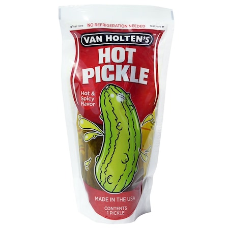 Van Holtens Large Hot Pickle Hot & Spicy Individually Packed In A Pouch, PK12 412H